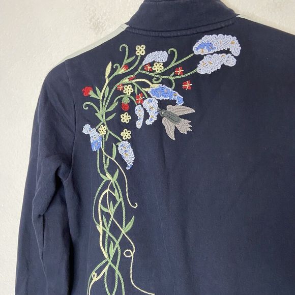 Anthropologie Navy Floral Bomber Jacket - Picture 6 of 14